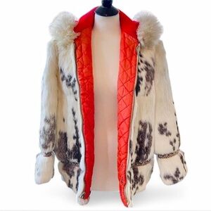 Vintage Fur Jacket with Red Lining